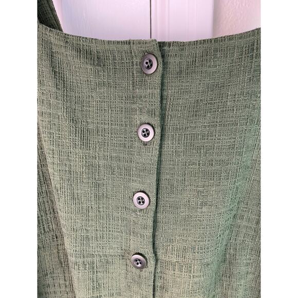 Madewell Texture & Thread Women's L Green Button Up Sundress - Picture 2 of 6